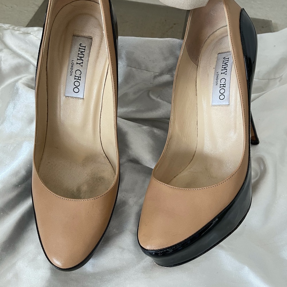 Jimmy Choo Nude and Black Pumps